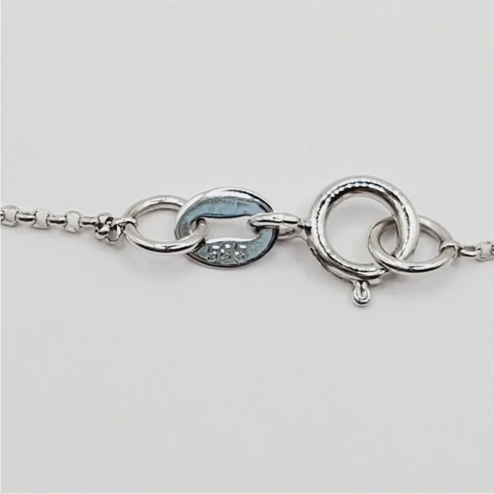 14k Solid White / Black Gold Genuine Round Diamond Swirl Pendant Necklace